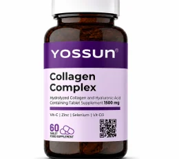 Yossun Collagen Complex, Hidrolize Kollajen ve Hyaluronik Asit İçeren Tablet Takviye Edici Gıda