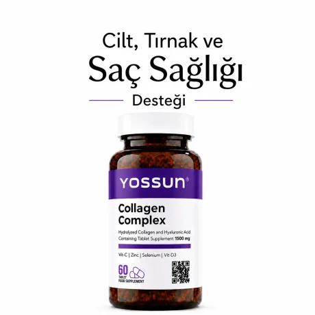 Yossun Collagen Complex, Hidrolize Kollajen ve Hyaluronik Asit İçeren Tablet Takviye Edici Gıda