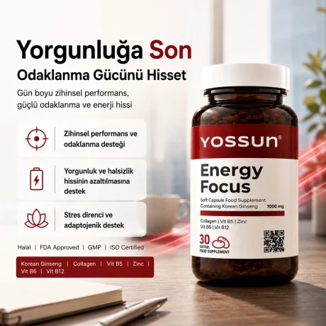 Yossun Energy Focus Kore Ginsengi İçeren Yumuşak Kapsül Takviye Edici Gıda