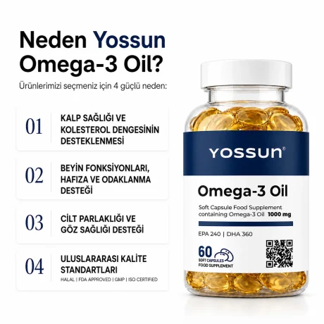 Yossun Omega 3 Premium Oil Omega-3 içeren Yumuşak Kapsül Takviye Edici Gıda