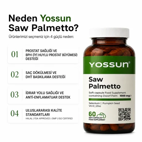 Yossun Saw Palmetto Cüce Palmiye Ekstresi Içeren Takviye Edici Gıda
