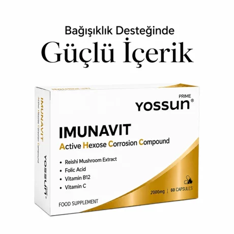 Yossun Prime IMUNAVIT IMUNAVIT Aktif Heksoz Korele Bileşik İçeren Kapsül Takviye Edici Gıda 60 Kapsül