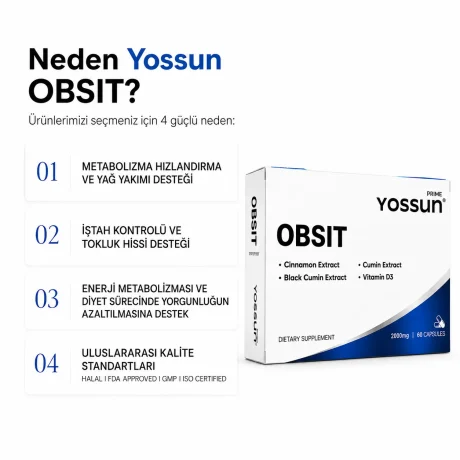 Yossun Prime OBSIT Bitki Ekstreleri İçeren Kapsül Takviye Edici Gıda 60 Kapsül